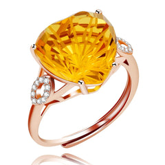 925 Sterling Silver Citrine Ring for Women Girls Real Gemstone Jewellery for Anniversary Mothers Day Birthday Gift with Box Package FM3024