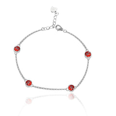 Uloveido Sterling Silver Chain 4 Red Garnet Stones Good Luck Bracelet for Girls Protection FB045